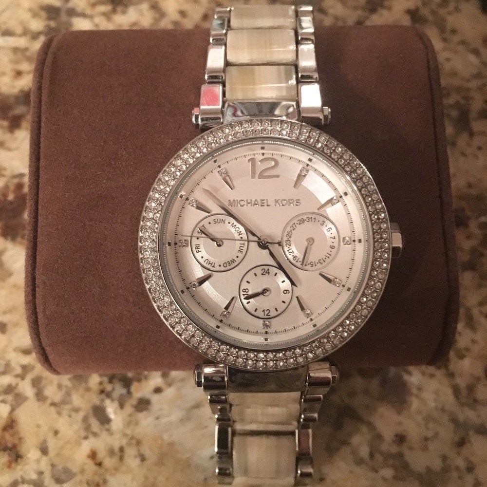 Parker Silver Steel/Horn Band  Michael Kors Watch